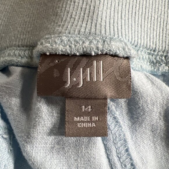 J Jill Elastic Waist Tie Crop Pants‎ Linen Blend Size 14 Light Blue - Picture 3 of 6
